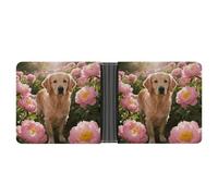 FodPand Golden Retriever & Daisy Wallet for Men Leather Bifold Wallet Front Pocket Wallets Card Holder Wallets Money Clip
