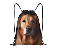 FodPand Golden retriever Drawstring Backpack Sports Gym Sackpack Waterproof Swim Bag Men Women Draw String Bag, Black, S