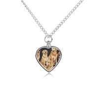 FodPand Golden Retrievers Pet Urn Necklace, Cremation Keepsake Pendant | Heart Cat Ashes Necklace for Women Men, Memorial Keepsake Jewelry for Lost dog, Waterproof Cat Urn Locket for Ashes