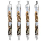 FodPand Golden Snub-Nosed Monkey Ballpoint Pens Fine Point Smooth Writing Pen Retractable Ball Point Pens 0.5mm Black Ink Pen Office Supplies Gifts for Men Women 4 PCS