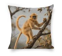 FodPand Golden Snub-Nosed Monkey Throw Pillow Covers 18"x18" Decorative Linen Pillowcase with Hidden Zipper Double-Sided Boho Farmhouse Cushion Case for Sofa Bed Chair, Holiday Decor, Home Gift
