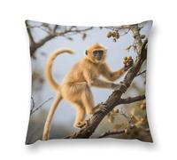FodPand Golden Snub-Nosed Monkey Throw Pillow Covers 18 "x18 Decorative Plush Pillowcase with Hidden Zipper Double-Sided Boho Farmhouse Cushion Case for Sofa Bed Chair, Holiday Decor, Home Gift