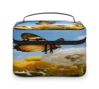 FodPand Golden Whispers Makeup Bag with Makeup Brush Compartment Cosmetic Bag with Handle And Zipper Portable Organizer Bag for Daily, Camping, Traveling, Hotel