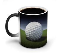 FodPand Golf Ball Magic Color Changing Mug 11 Oz Black Ceramic Heat Sensitive Coffee Cup Temperature Activated Mug for Hot Cocoa Tea Drinks Funny Novelty Gift for Coffee Lovers Men Women