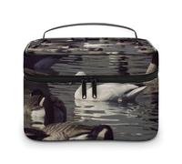 FodPand Goose Makeup Bag,Portable Large Capacity Travel Cosmetic Bag Adjustable Lightweight Hand-held Makeup Box for Women Daily Use