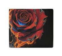 FodPand Gothic Skull And Black Rose Bifold Wallet for Men Women, 4.3"x3.7" Compact Leather Wallet with ID Window & Coin Pocket, Slim Minimalist Card Holder for Daily Carry & Travel