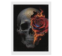 FodPand Gothic Skull and Black Rose Diamond Painting Kits for Adults Beginner 5D Round Drill Full Diamonds Pictures Gem Art Kits Crafts Gift DIY Diamond Art Kits for Home Wall Decor 12"x16"