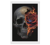FodPand Gothic Skull and Black Rose Diamond Painting Kits for Adults Beginner 5D Round Drill Full Diamonds Pictures Gem Art Kits Crafts Gift DIY Diamond Art Kits for Home Wall Decor 8"x12"