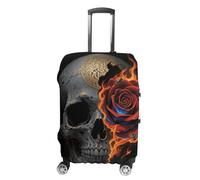 FodPand Gothic Skull And Black Rose Luggage Covers for Suitcase Protector Fits 19-32 Inch Suitcase Cover, Washable Travel Baggage Covers Durable Luggage Protector for Secure Fit, style, S, Modern