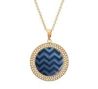 FodPand Gradient Blue Denim Diamond Necklace for Women Girlfriend Mom 20" Cable Chain Round Pendant Necklace Memorial Couple Friendship Jewelry Birthday Anniversary Wedding Keepsake Romantic Gifts