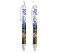 FodPand Grand Teton National Park Ballpoint Pens Fine Point Smooth Writing Pen Retractable Ball Point Pens 0.5mm Black Ink Pen Office Supplies Gifts for Men Women 2 PCS