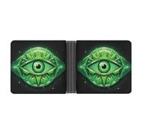 FodPand Green Evil Eye Wallet for Men Leather Bifold Wallet Front Pocket Wallets Card Holder Wallets Money Clip