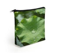 FodPand Green Lotus Leaf Makeup Bag with Sturdy Zipper，Linen Material Storage Bag,Large Capacity And Multi-Purpose Cosmetic Bag for Daily Life, Travel, Outings, Business Trips And Other Occasions