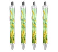FodPand Green Wheat Field Ballpoint Pens Fine Point Smooth Writing Pen Retractable Ball Point Pens 0.5mm Black Ink Pen Office Supplies Gifts for Men Women 4 PCS