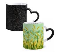 FodPand Green Wheat Field Color Changing Mugs Heat Sensitive Ceramic Coffee Mugs Funny Temperature Changing Mug Novelty Magic Cup Gift for Coffee Lover 11 Oz