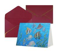 FodPand Greeting Cards with Envelopes Birthday Cards 4.5 x 6 inch Half-Fold Encouragement Card,Funny Postcards Ocean Fish Blank Note Card Invitation Cardstock for All Occasions