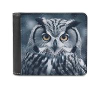 FodPand Grey And White Owl Wallet for Men Women, PU Leather Slim Card Holder with 8 Card Slots, Minimalist Bifold Wallet Front Pocket Wallets Stylish Purse for Travel Gift