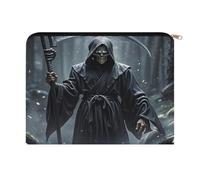 FodPand Grim Reaper Travel Makeup Bag, Aesthetic Portable Cosmetic Bags with Zipper, Makeup Pouch, Cute Travel Toiletry Bag Skincare Bags for Women
