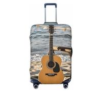FodPand Guitar on The Beach Travel Luggage Cover Elastic Suitcase Cover Protector Anti-Scratch Luggage Protector Universal Washable Travel Sleeve Baggage Case Fits 18-32 Inch Suitcase, Black, M