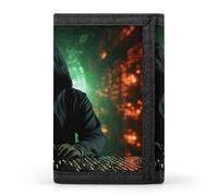 FodPand Hacker Attack Wallet,Portable Three Folds Wallet Sturdy With Hanging Buckle Zipper Wallets for Man Woman