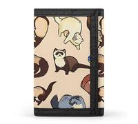 FodPand Hairy Ferret Wallet,Portable Three Folds Wallet Sturdy With Hanging Buckle Zipper Wallets for Man Woman
