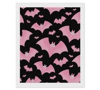 FodPand Halloween Black Bats Pink Diamond Painting Kits for Adults Beginner 5D Round Drill Full Diamonds Pictures Gem Art Kits Crafts Gift DIY Diamond Art Kits for Home Wall Decor 16"x20"