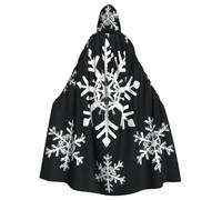 FodPand Halloween Hooded Cloak For Adults, White Snowflake | Unisex Long Hooded Cape Robe, Witch Vampire Wizard Renaissance Medieval Cosplay Costume For Halloween Party Masquerade