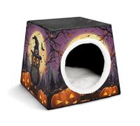 FODPAND Halloween Owl Ghost Pumpkin Cat Bed Cave for Small Dog Cat House 3-in-1 Foldable Cats Beds with Removable Washable Cushioned Pillow Covered Cave Pet Tents with Non-Slip Bottom
