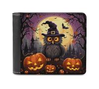 FodPand Halloween Owl Ghost Pumpkin Leather Wallets for Men Women Credit Card Holder Slim Billfold Wallet with 6 Card Slots
