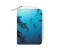 FodPand Hammerhead Sharks Credit Card Holder Compact Leather Card Wallet Zipper Portable Id Purse 20 Cards Slots