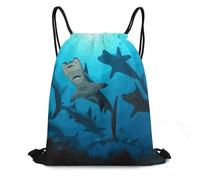 FodPand Hammerhead Sharks Drawstring Backpack Gym Trip Cinch Sack for Unisex Waterproof Shoe Bags for Travel Honeycomb Fabric Drawstring Bag 16x 20 Inch for Swimming Beach