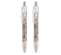 FodPand Hand Drawn Floral Dragonfly Ballpoint Pens Fine Point Smooth Writing Pen Retractable Ball Point Pens 0.5mm Black Ink Pen Office Supplies Gifts for Men Women 2 PCS