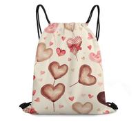 FodPand Hand Painted Heart Drawstring Backpack Sports Gym Bags Large Cinch Storage Sack for Travelling And Everyday Use