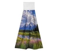 FodPand Hanging Kitchen Towels Set of 2 Grand Teton National Park Hand Towel with Hanging Loop Dish Towel Soft Absorbent Bath Tie Towel for Bathroom Farmhouse