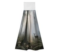 FodPand Hanging Kitchen Towels Set of 2 Misty Forest Dawn Hand Towel with Hanging Loop Dish Towel Soft Absorbent Bath Tie Towel for Bathroom Farmhouse