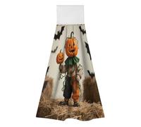FodPand Hanging Kitchen Towels Set of 2 Pumpkin Clown Hand Towel with Hanging Loop Dish Towel Soft Absorbent Bath Tie Towel for Bathroom Farmhouse