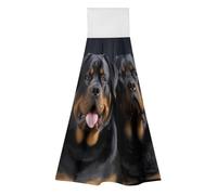 FodPand Hanging Kitchen Towels Set of 2 Rottweiler Wallpaper Hand Towel with Hanging Loop Dish Towel Soft Absorbent Bath Tie Towel for Bathroom Farmhouse