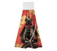 FodPand Hanging Kitchen Towels Set of 2 Samurai Armor Set Hand Towel with Hanging Loop Dish Towel Soft Absorbent Bath Tie Towel for Bathroom Farmhouse