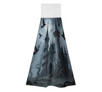 FodPand Hanging Kitchen Towels Set of 2 Scissor Castle Hand Towel with Hanging Loop Dish Towel Soft Absorbent Bath Tie Towel for Bathroom Farmhouse