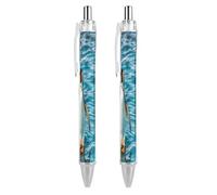 FodPand Happy Penguin in The Water Ballpoint Pens Fine Point Smooth Writing Pen Retractable Ball Point Pens 0.5mm Black Ink Pen Office Supplies Gifts for Men Women 2 PCS