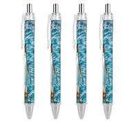 FodPand Happy Penguin in The Water Ballpoint Pens Fine Point Smooth Writing Pen Retractable Ball Point Pens 0.5mm Black Ink Pen Office Supplies Gifts for Men Women 4 PCS