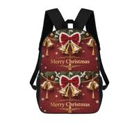 FodPand Heavy-Duty Laptop Backpack 17 Inch - 600D Polyester Christmas Bell Print Backpack Lightweight Shoulder Bag Casual Daypack for Men & Women, Travel Hiking Camping
