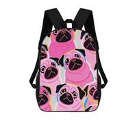 FodPand Heavy-Duty Laptop Backpack 17 Inch - 600D Polyester Colorful Pugs Dogs Backpack Lightweight Shoulder Bag Casual Daypack for Men & Women, Travel Hiking Camping