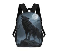 FodPand Heavy-Duty Laptop Backpack 17 Inch - 600D Polyester Ferocious Howling Wolf Backpack Lightweight Shoulder Bag Casual Daypack for Men & Women, Travel Hiking Camping