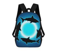 FodPand Heavy-Duty Laptop Backpack 17 Inch - 600D Polyester Form Circle Floating Sharks Backpack Lightweight Shoulder Bag Casual Daypack for Men & Women, Travel Hiking Camping