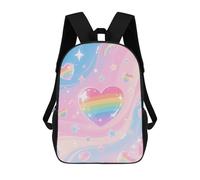 FodPand Heavy-Duty Laptop Backpack 17 Inch - 600D Polyester Iridescent Love Heart Stars Pattern Backpack Lightweight Shoulder Bag Casual Daypack for Men & Women, Travel Hiking Camping