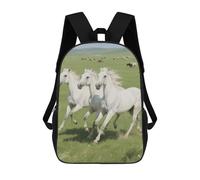 FodPand Heavy-Duty Laptop Backpack 17 Inch - 600D Polyester Prancing White Horse Backpack Lightweight Shoulder Bag Casual Daypack for Men & Women, Travel Hiking Camping