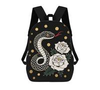 FodPand Heavy-Duty Laptop Backpack 17 Inch - 600D Polyester Snake Red Flower Backpack Lightweight Shoulder Bag Casual Daypack for Men & Women, Travel Hiking Camping