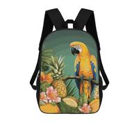 FodPand Heavy-Duty Laptop Backpack 17 Inch - 600D Polyester Summer Parrot Pineapple Bird Backpack Lightweight Shoulder Bag Casual Daypack for Men & Women, Travel Hiking Camping