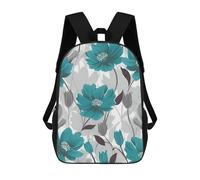 FodPand Heavy-Duty Laptop Backpack 17 Inch - 600D Polyester Teal Grey And White Floral Backpack Lightweight Shoulder Bag Casual Daypack for Men & Women, Travel Hiking Camping
